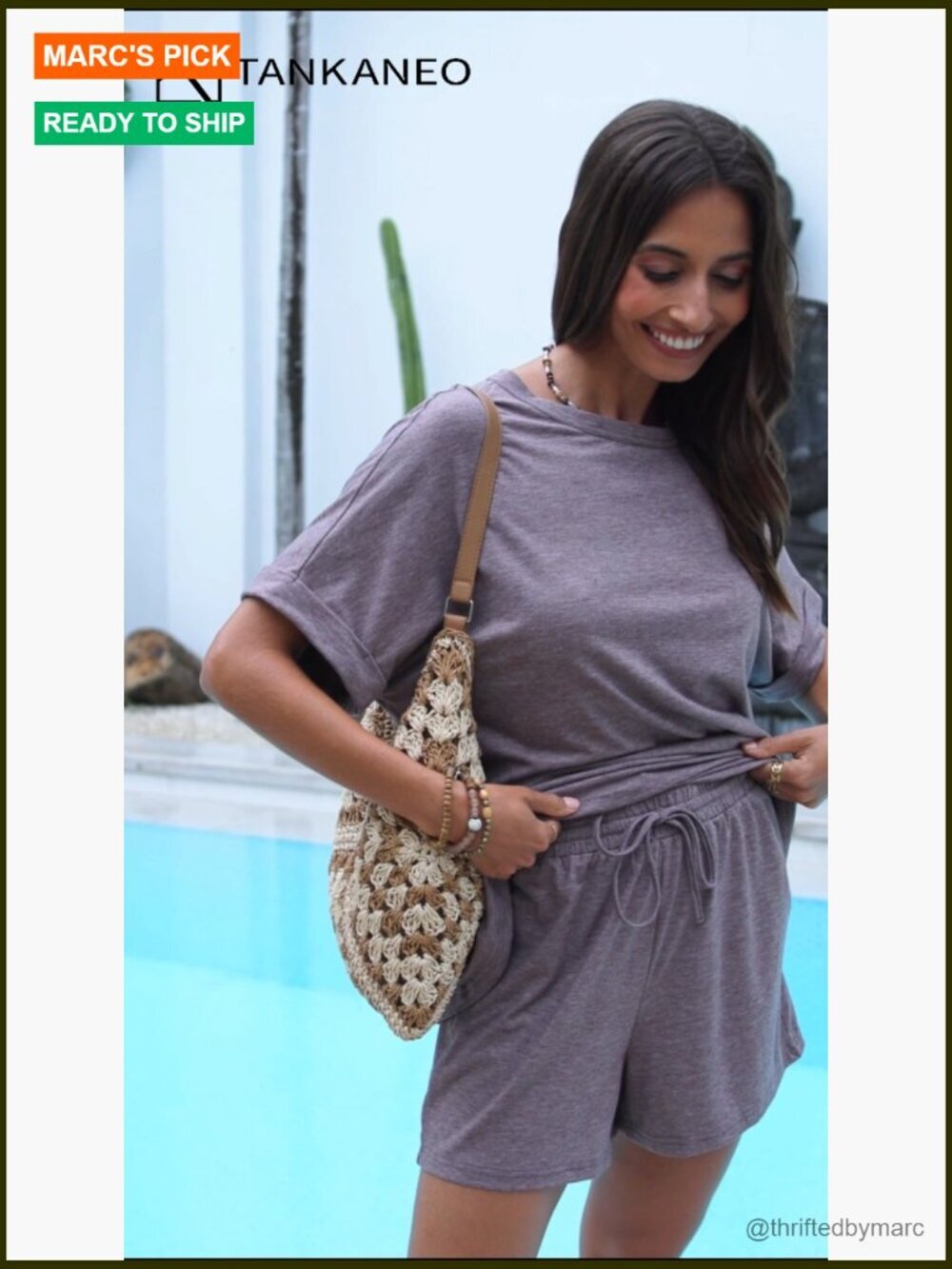Oversized Short Sleeve Tee and Drawstring Shorts Lounge Set Size Small - Picture 7 of 7